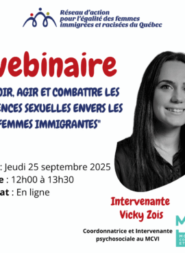 Webinaire – « Savoir, agir et combattre les violences sexuelles envers les femmes immigrantes »